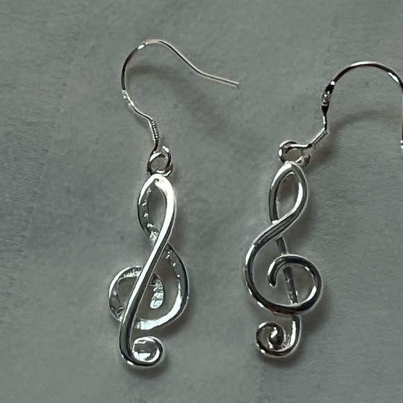 NOT FOR SALE! SILVER musical note earrings treble clef 9.25 silver NWOT - Picture 7 of 8
